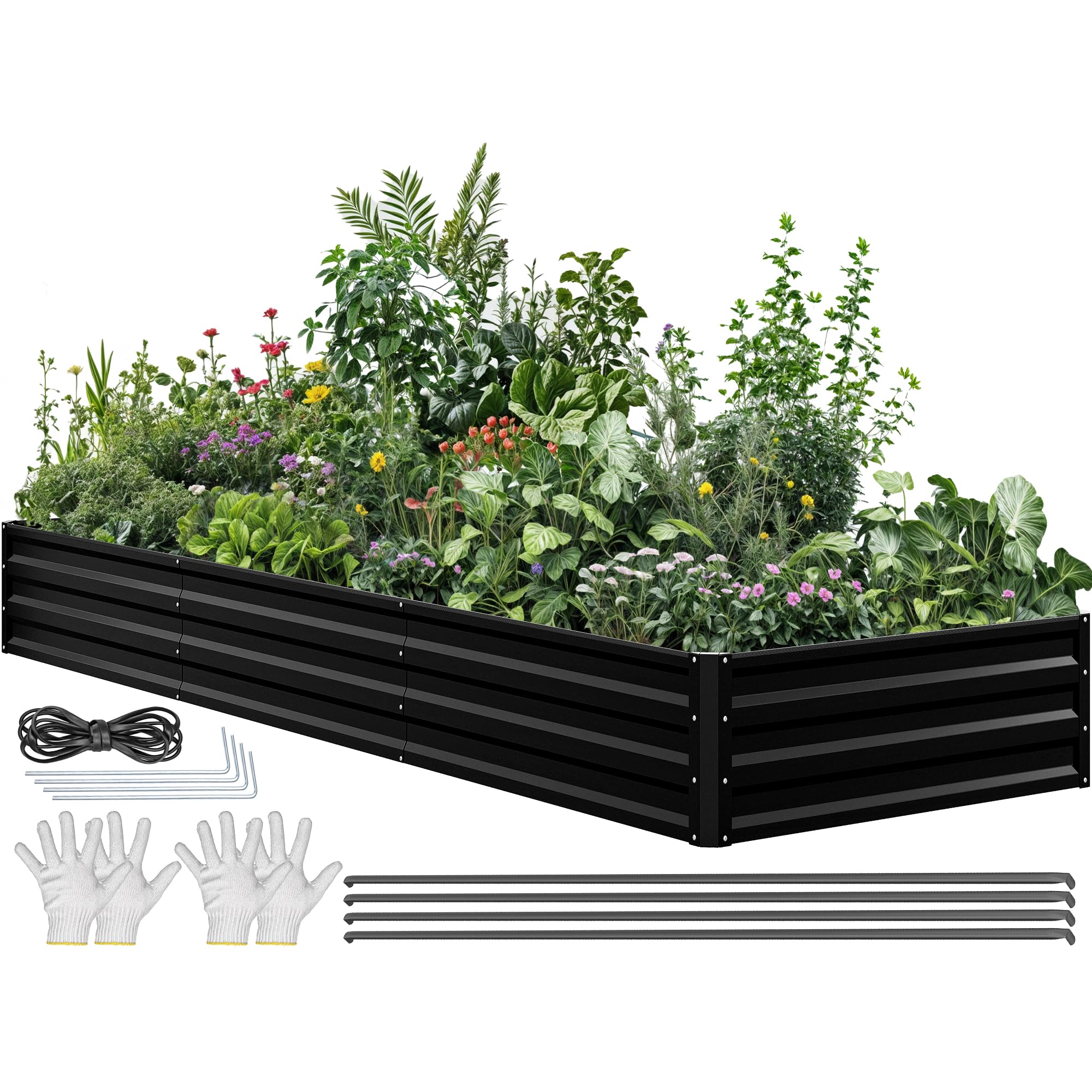YITAHOME front view of galvanized raised garden bed, durable weather protection