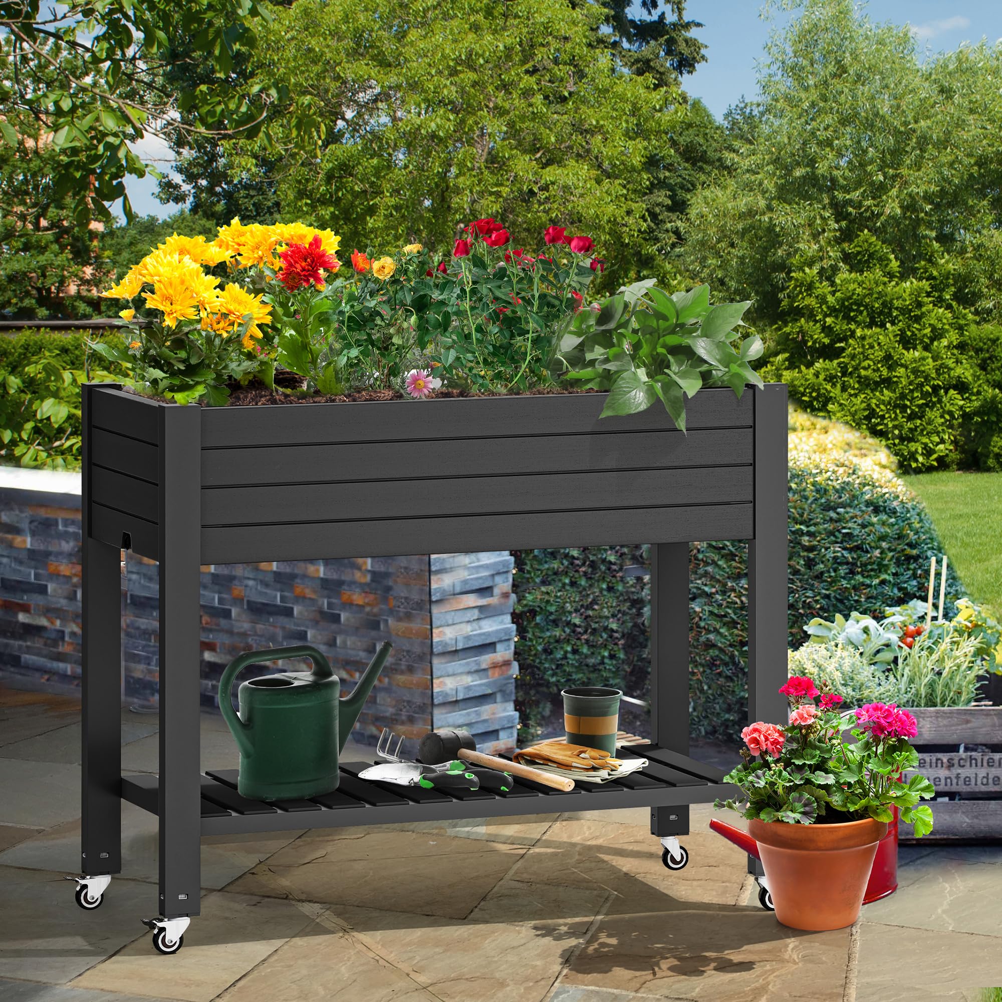 YITAHOME planter in use with herbs and vegetables demonstrating productive planting