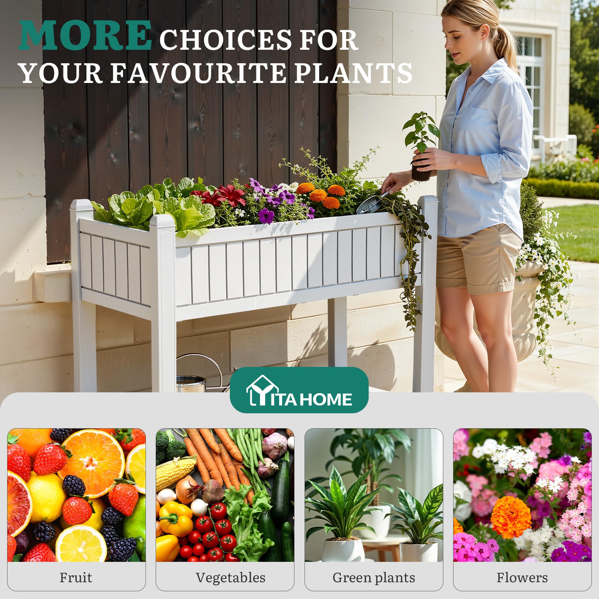 YITAHOME planter in use with herbs and vegetables for productive growing