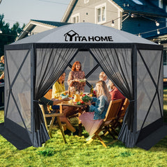 YITAHOME zippered mesh door close-up for easy entry and insect protection