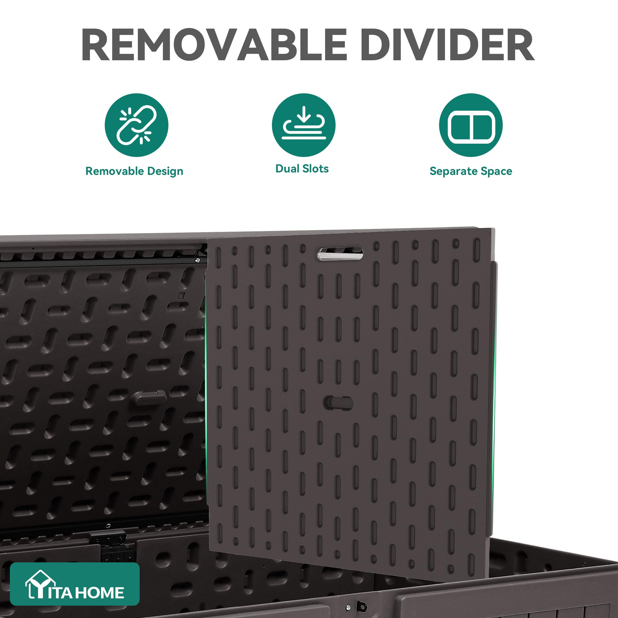 YITAHOME open lid showing internal divider for organized storage benefit
