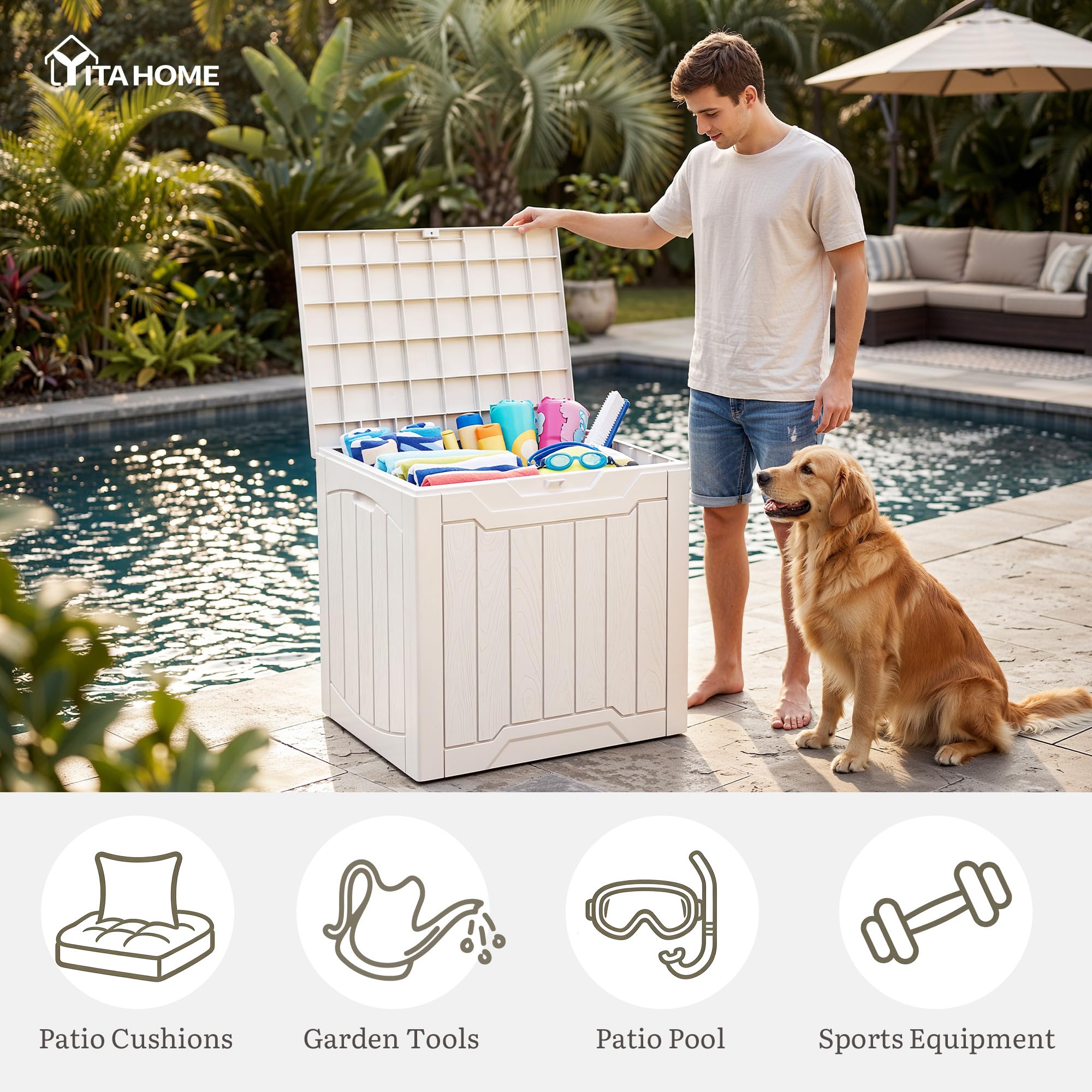 YITAHOME open lid interior showing spacious 31-gallon capacity benefit