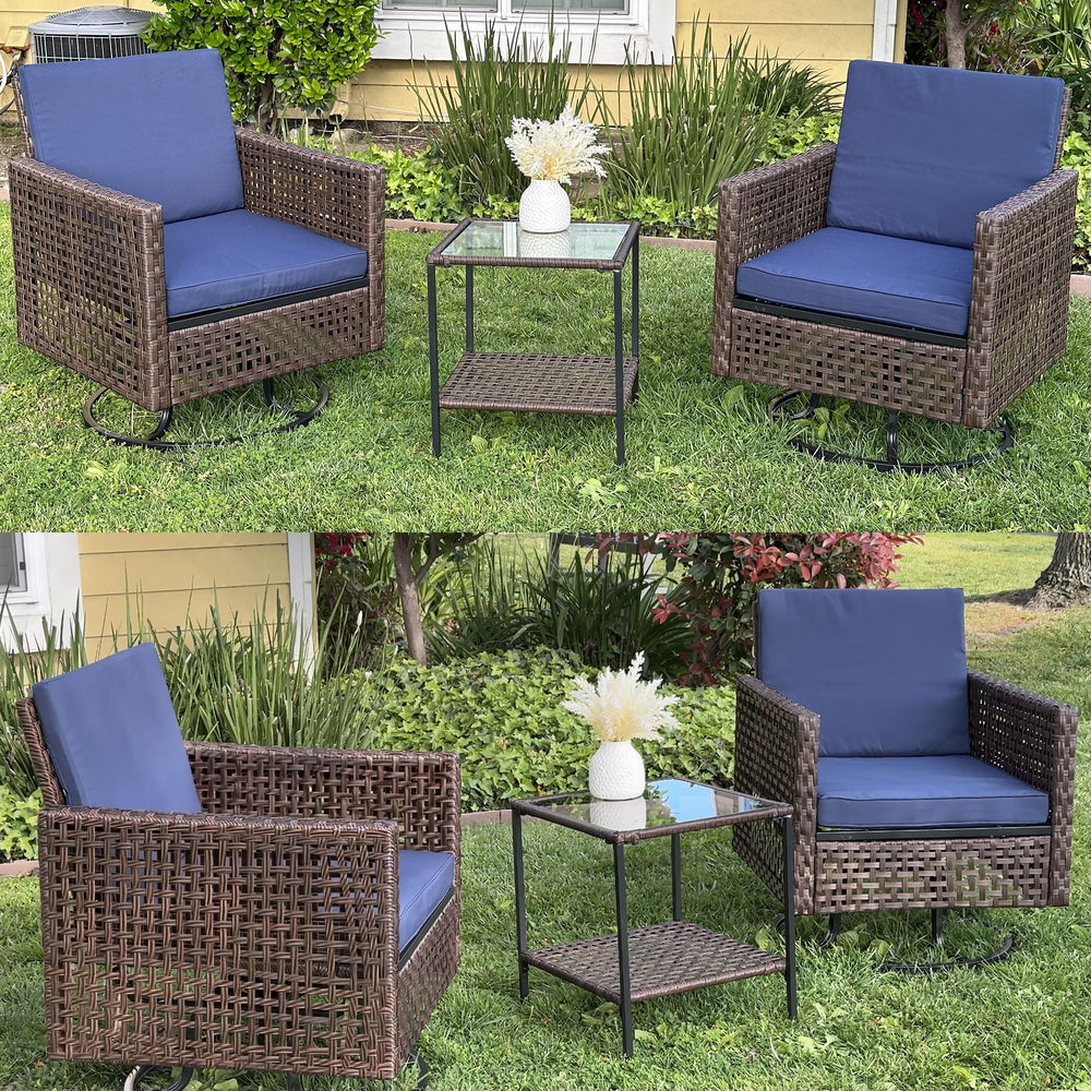 YITAHOME wicker visibly shedding water after rain to show weather-resistant finish