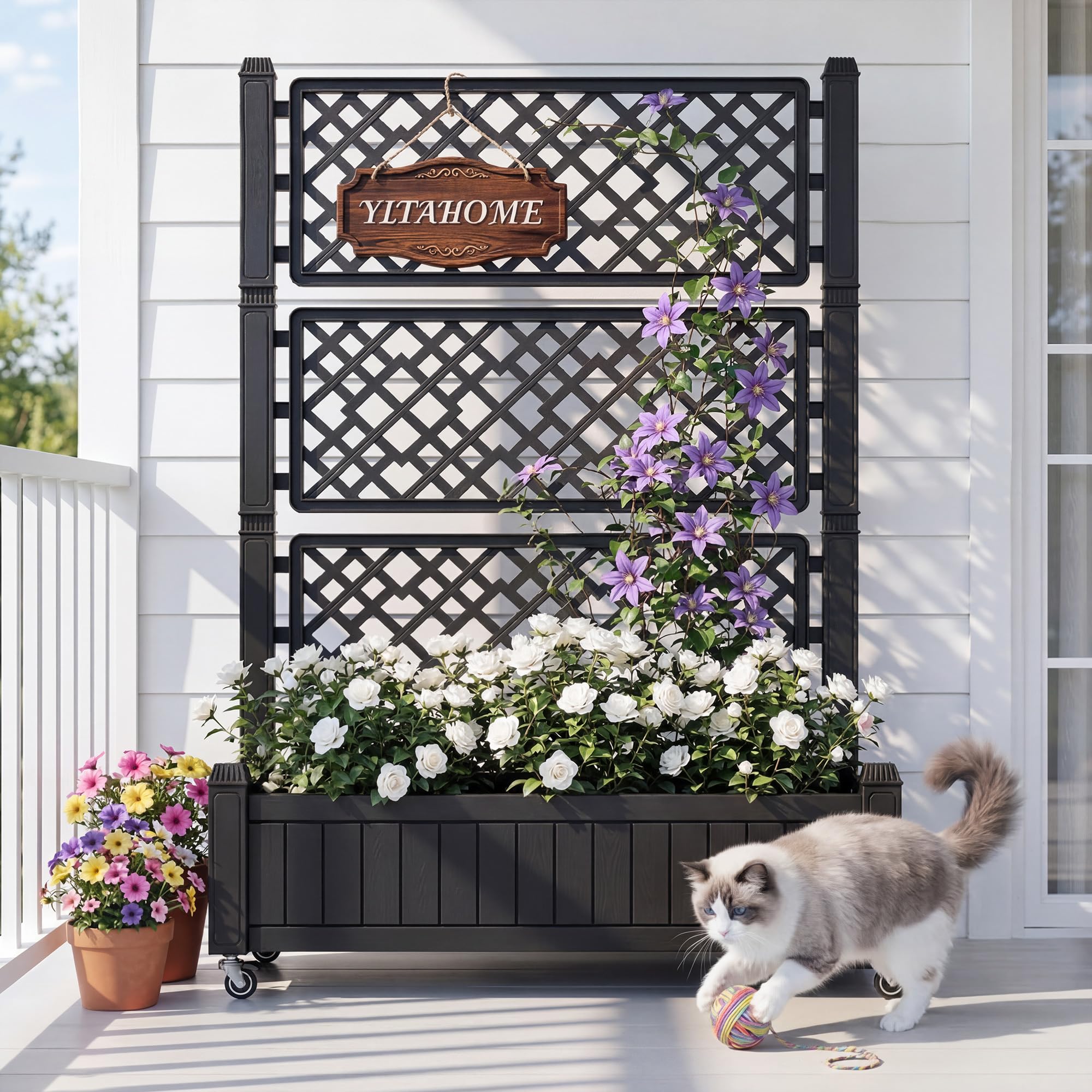 YITAHOME planter next to person for scale showing compact footprint