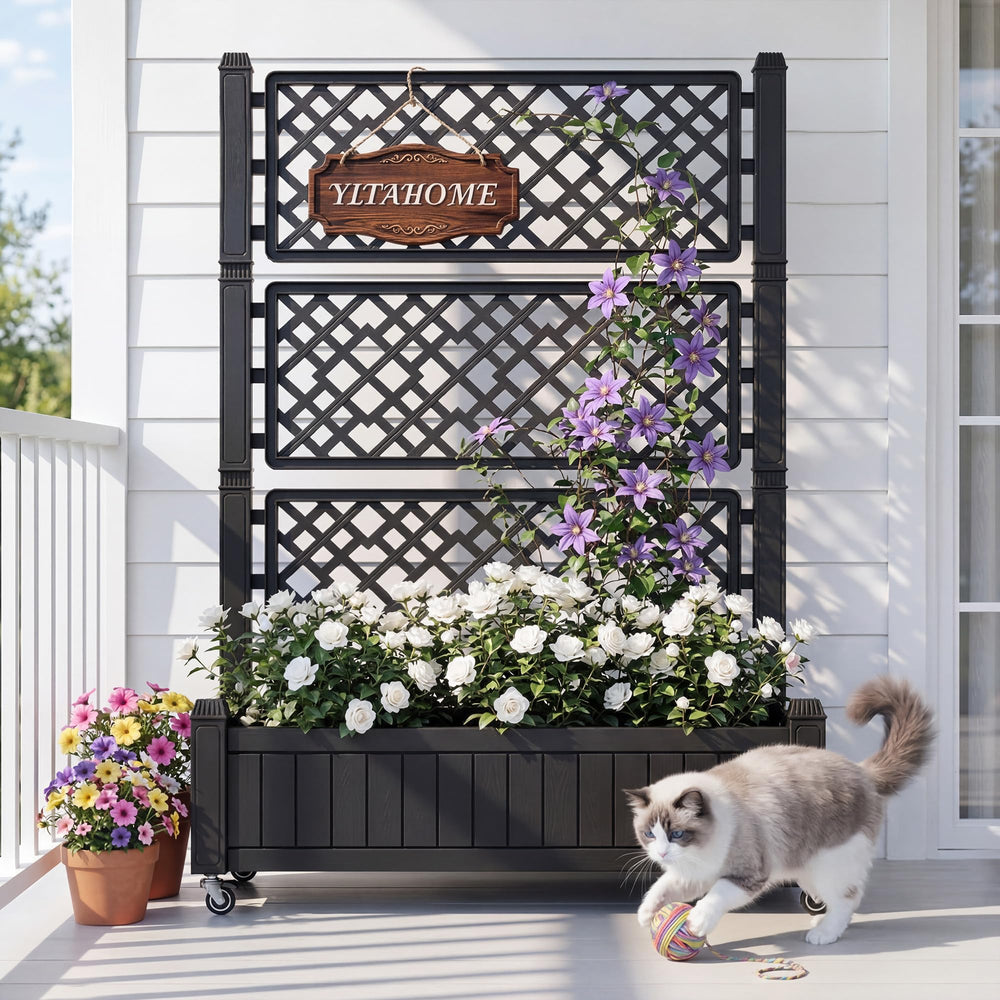 YITAHOME planter next to person for scale showing compact footprint
