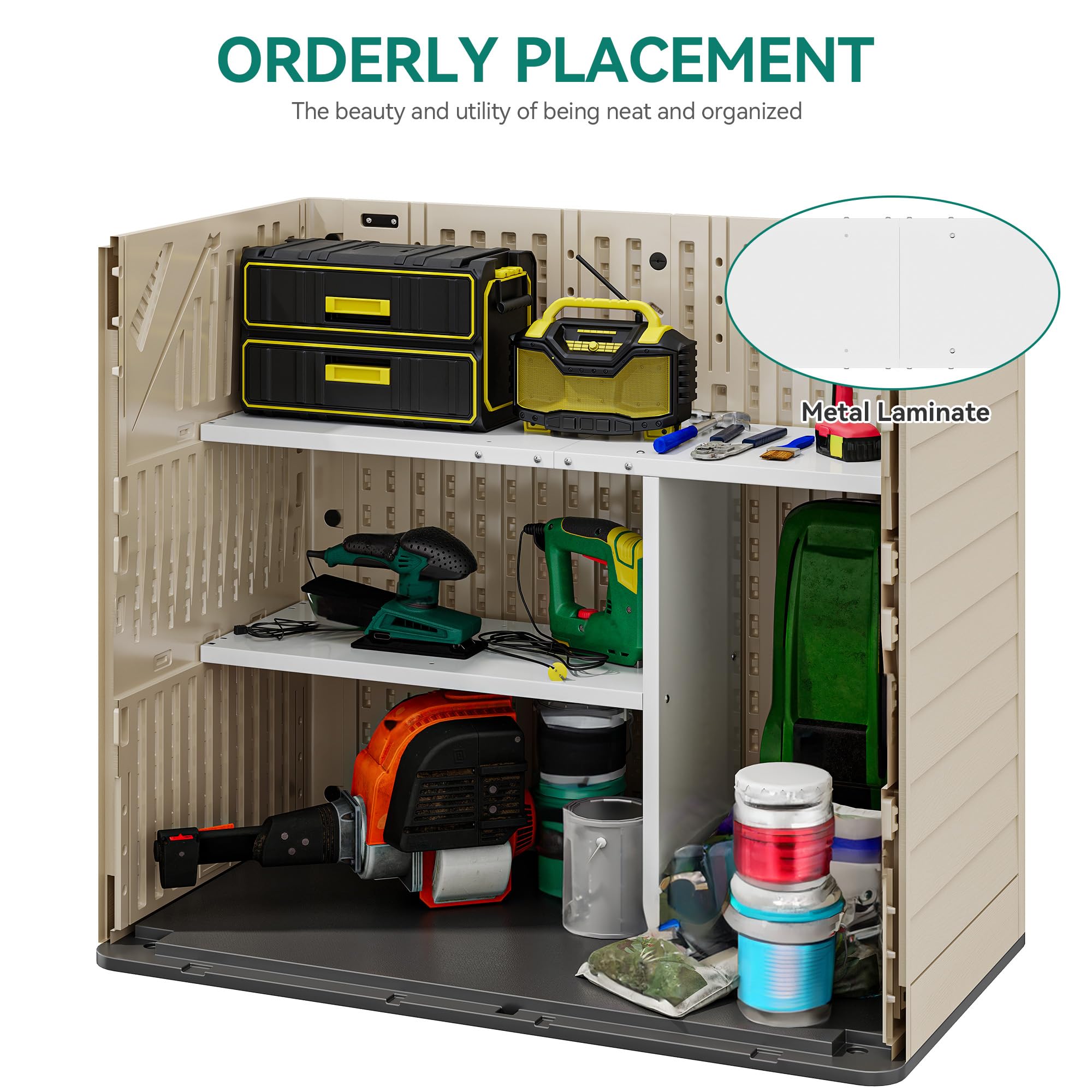 YITAHOME shelves inside a 30 cu ft cabinet demonstrating optimized cabinet storage