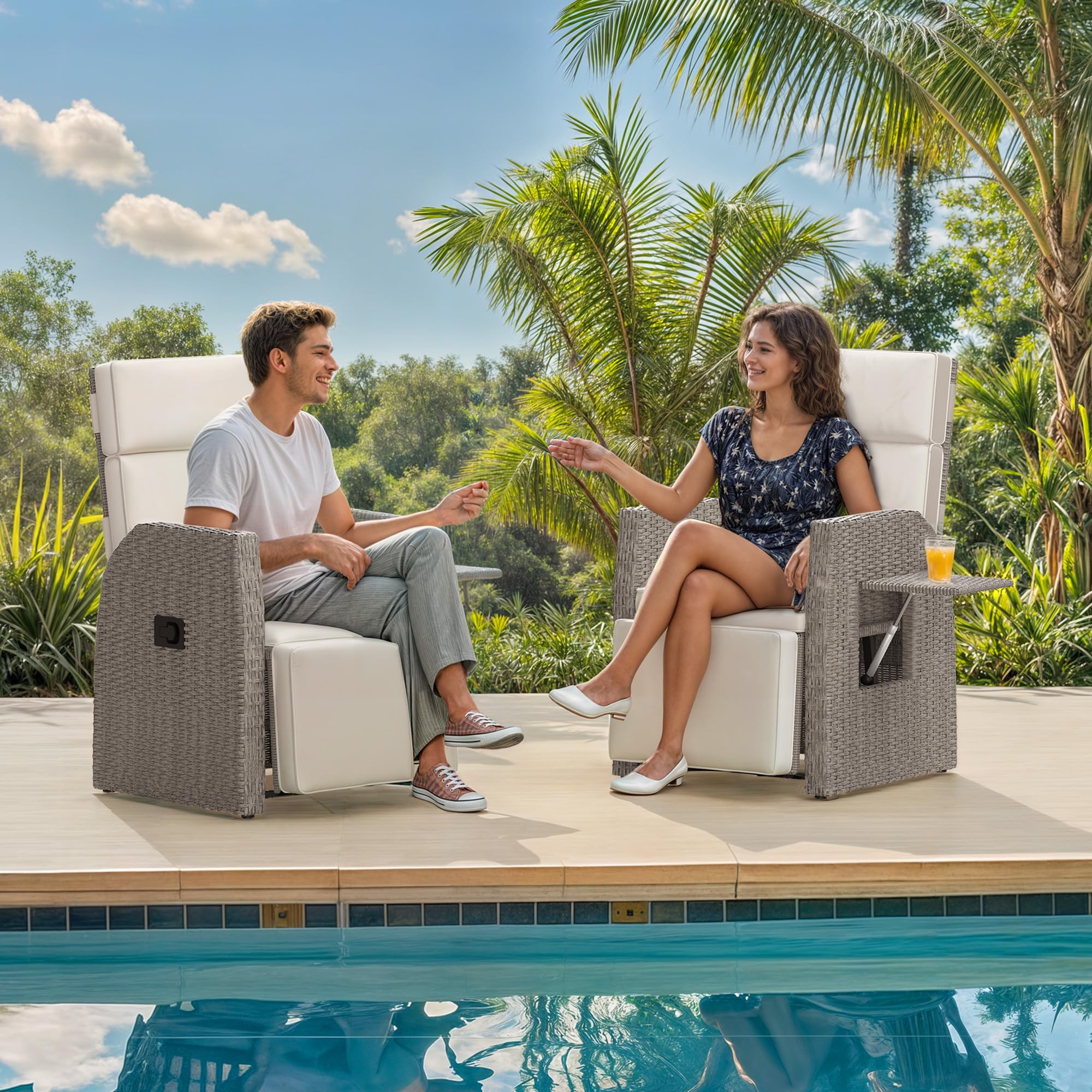 YITAHOME flip-up side table open for drinks and devices convenience
