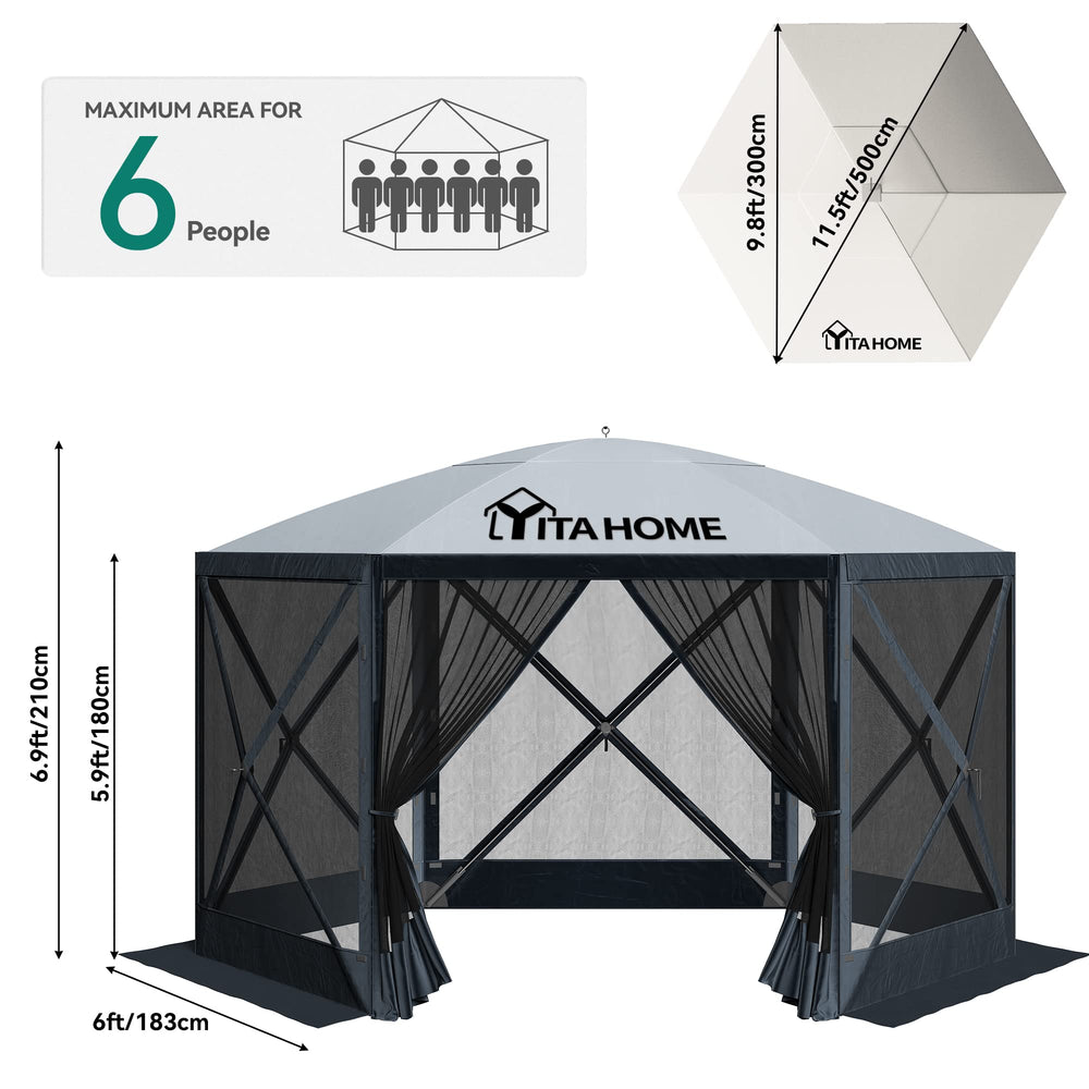 YITAHOME canopy shown with people to show scale and comfortable capacity