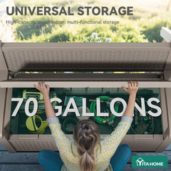 YITAHOME bench with top open revealing 70-gallon storage convenience