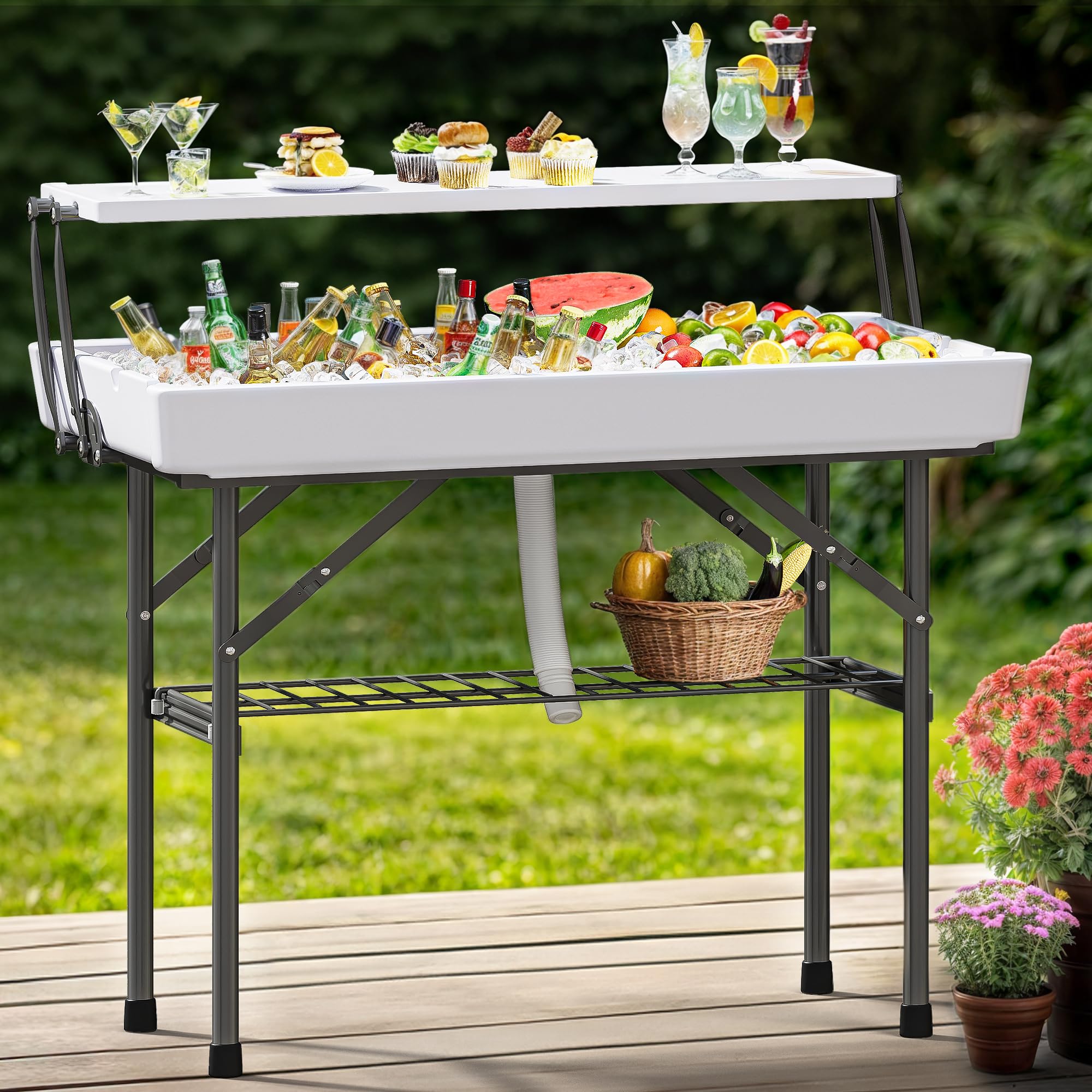 YITAHOME cooler table placed at backyard BBQ highlighting outdoor versatility benefit