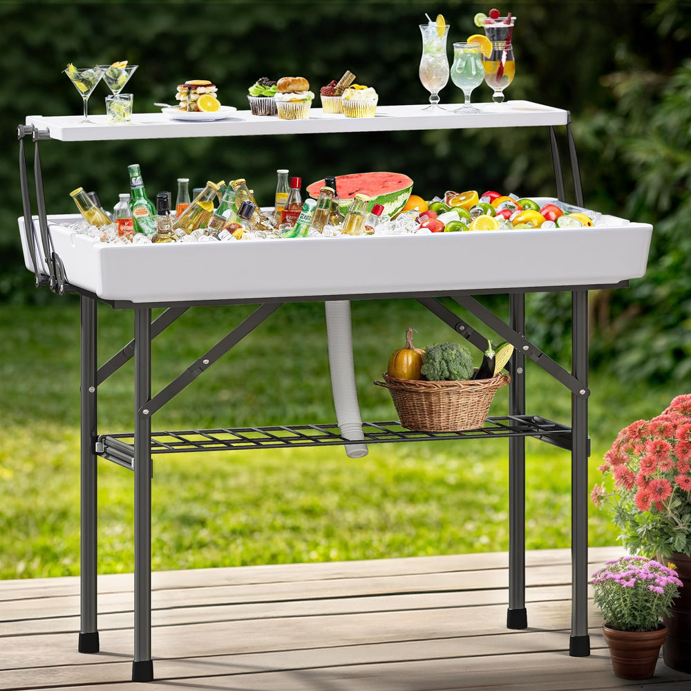 YITAHOME cooler table placed at backyard BBQ highlighting outdoor versatility benefit