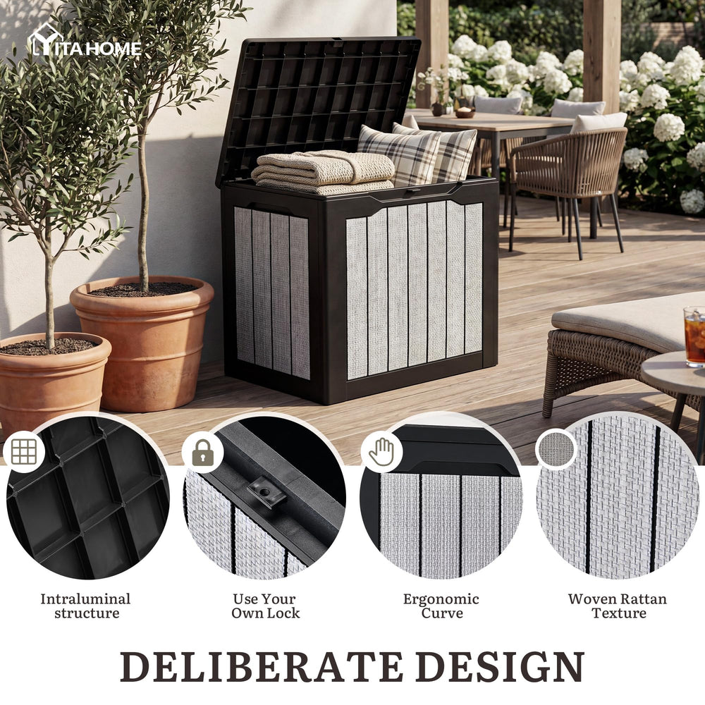 YITAHOME close-up of textured lid highlighting realistic wood-look and durability benefit