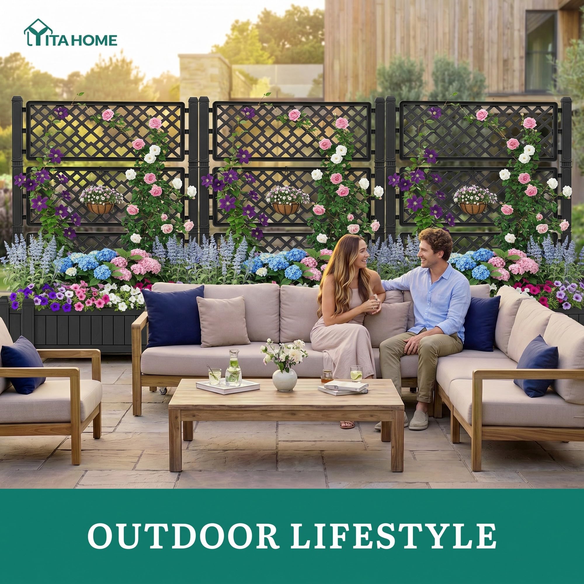 YITAHOME trellis detail with climbing plant, showing sturdy support for vines