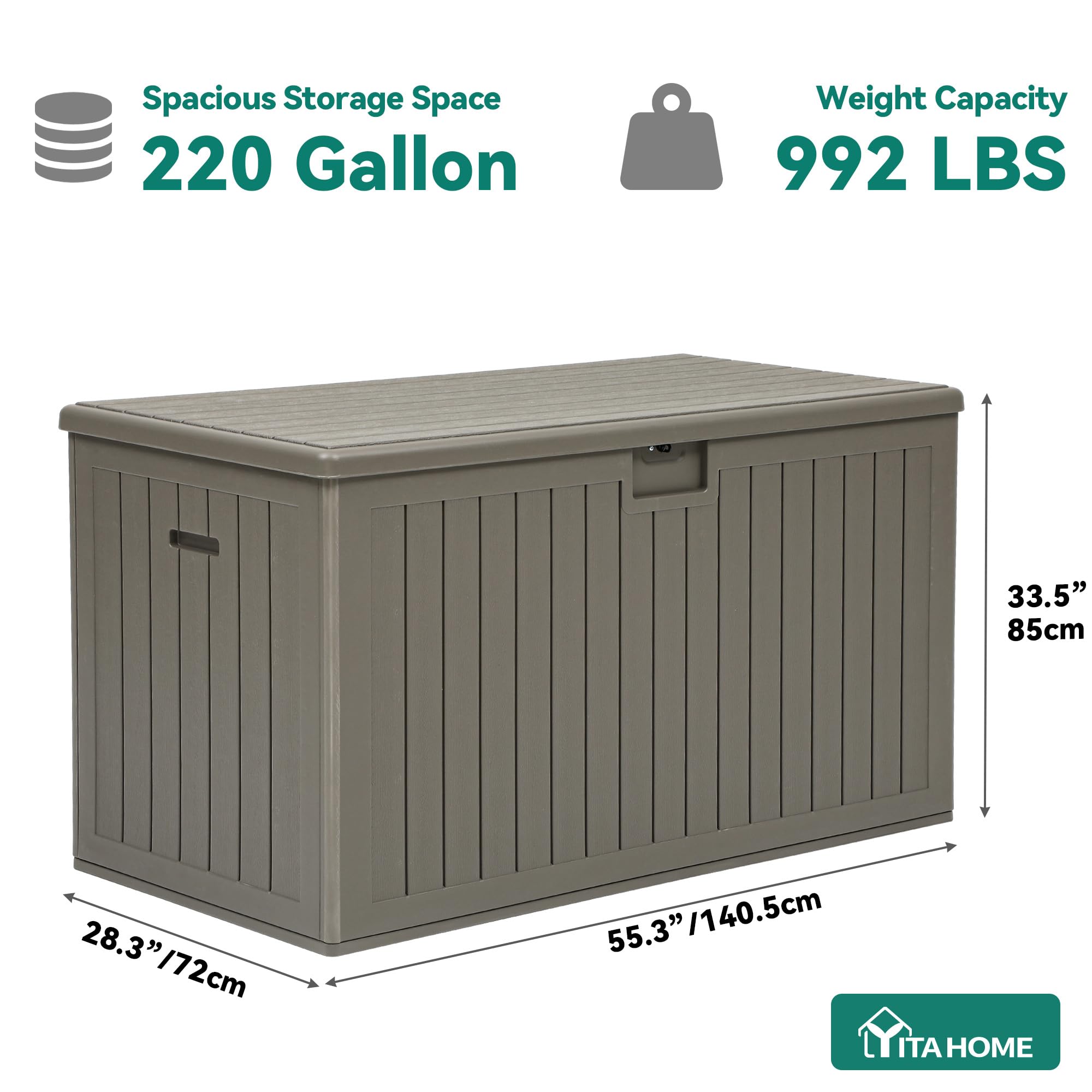 YITAHOME deck box shedding water to show weatherproof resin benefit