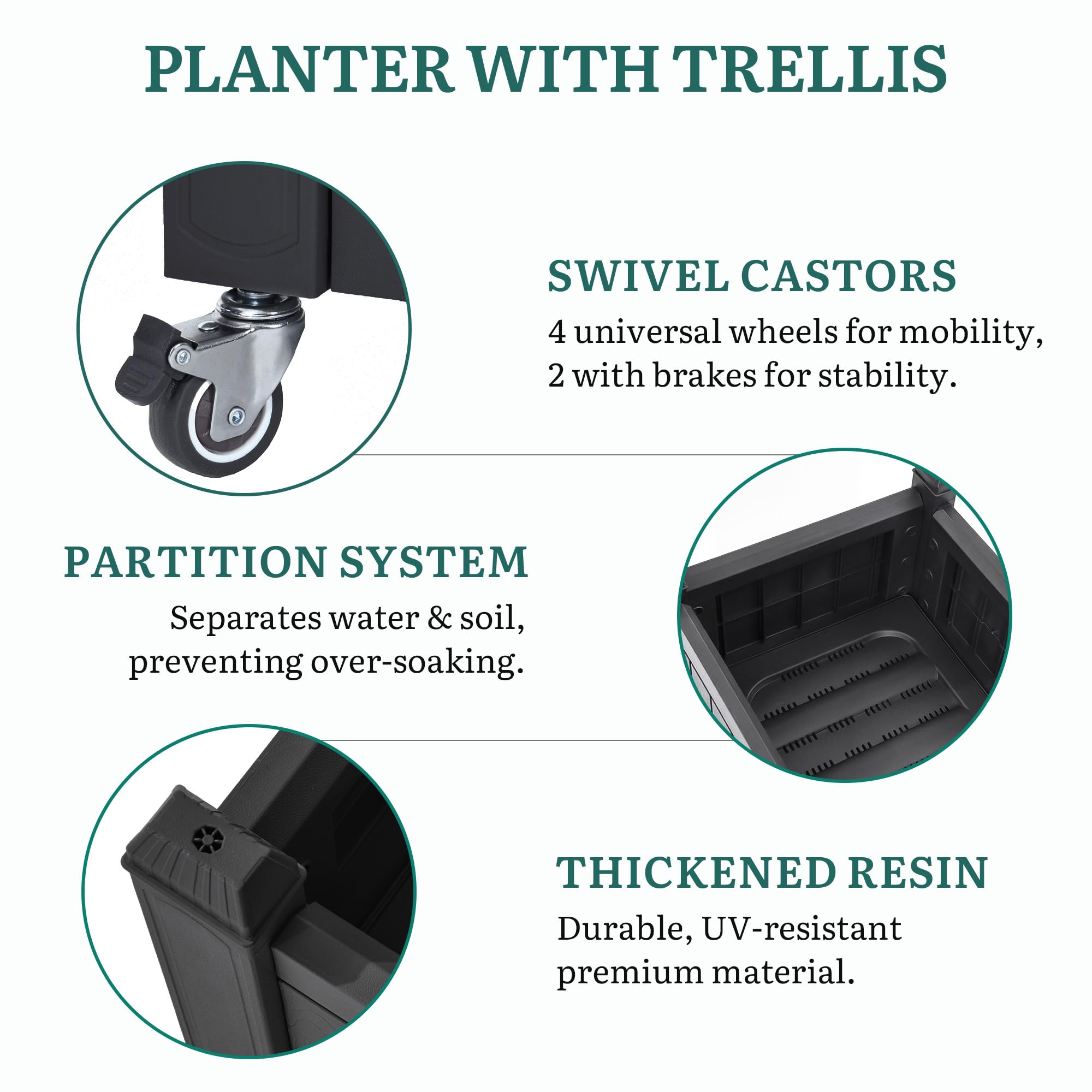 YITAHOME caster wheels view, demonstrating effortless mobility benefit