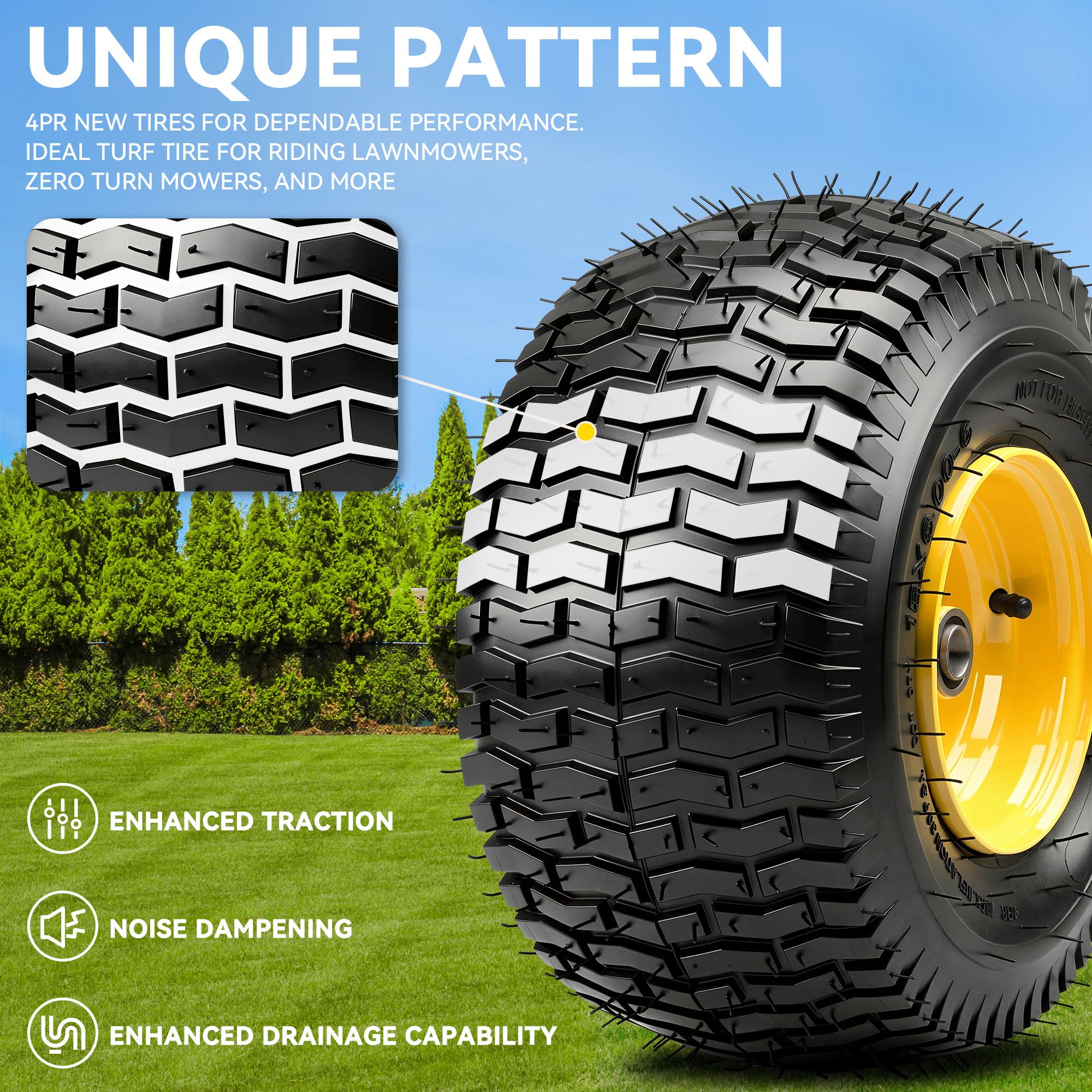 YITAMOTOR close-up of turf-friendly tread improving traction and reducing damage