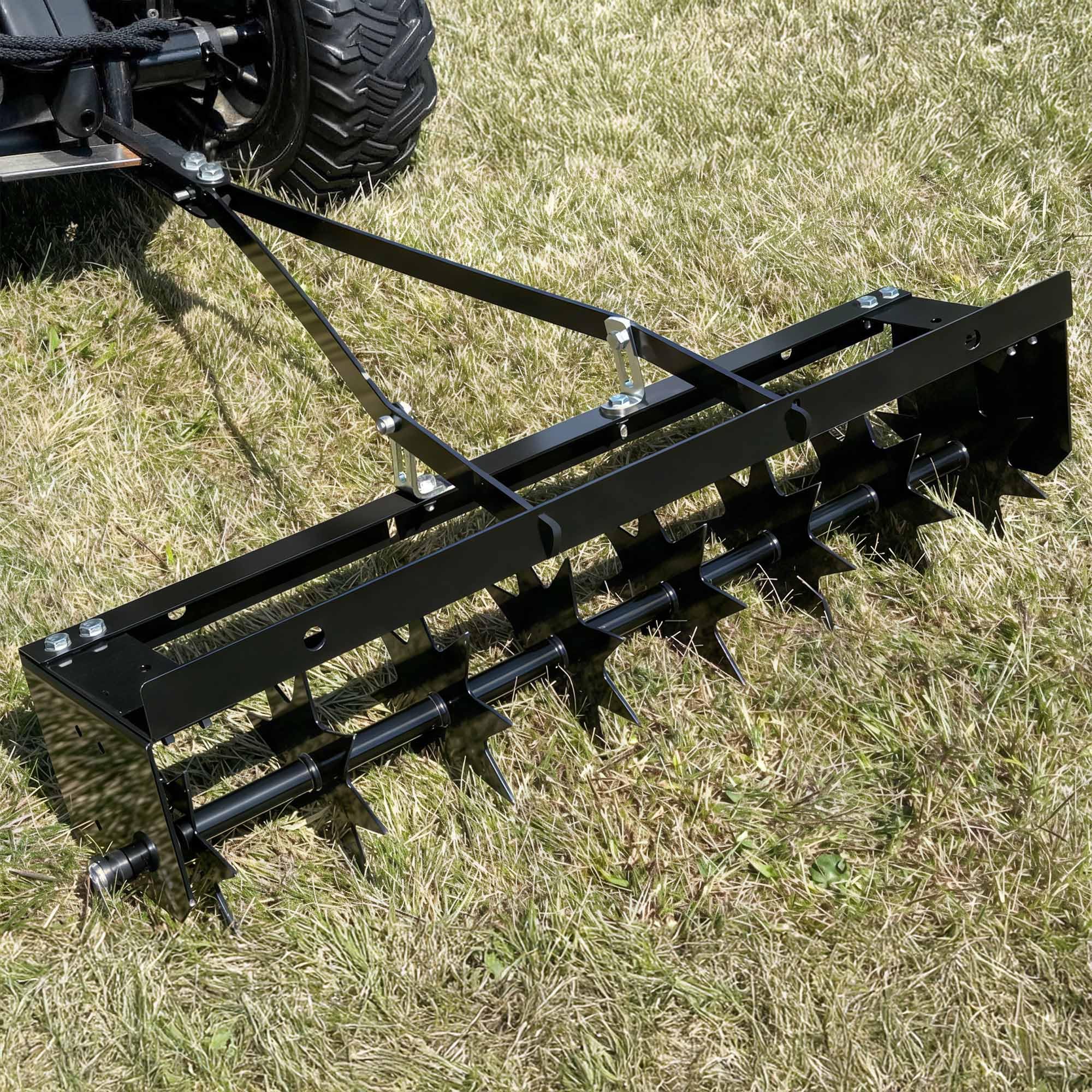 YITAMOTOR front view of aerator showing frame and spike disks for efficient aeration