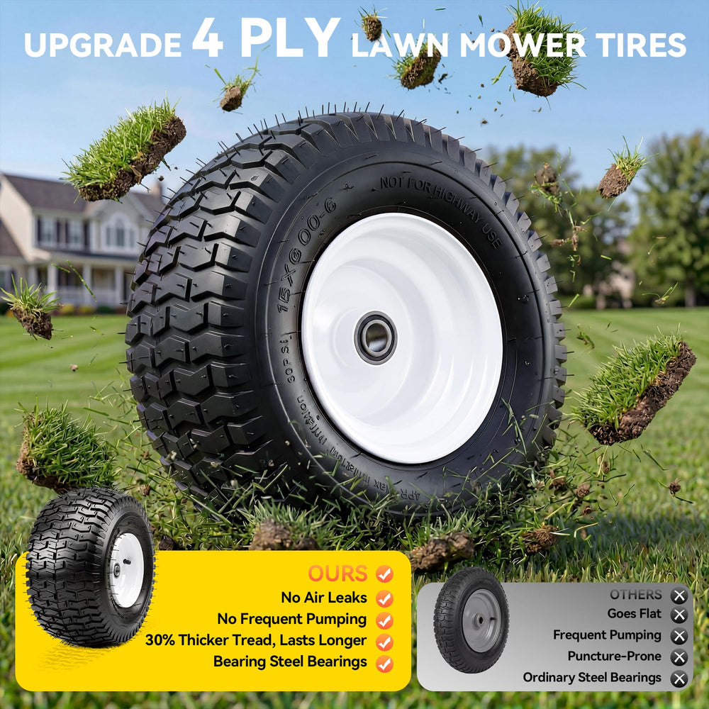 YITAMOTOR lifestyle shot in garden illustrating quiet smooth mowing benefit