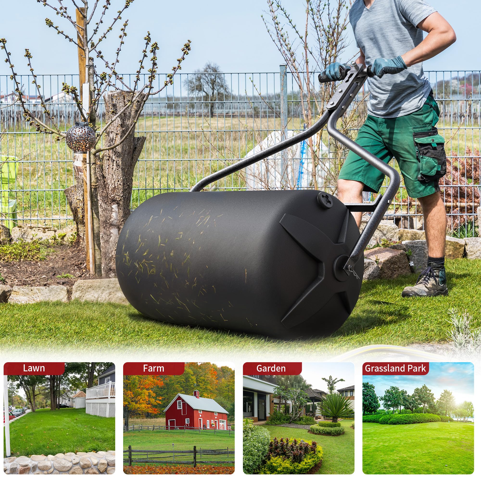YITAMOTOR scraper bar and rounded edge protecting turf while rolling