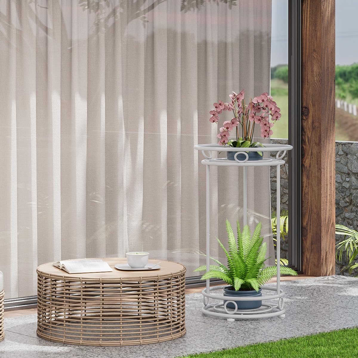 YIUKEA stand next to a chair to show scale and space-saving footprint