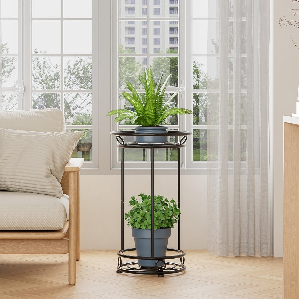 YIUKEA top tier detail showing pot fit and sturdy tray support