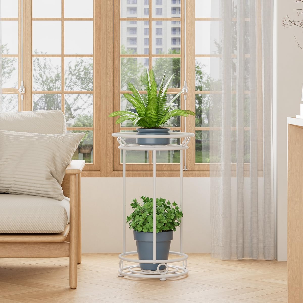 YIUKEA top tier with potted plant demonstrating elevated light exposure