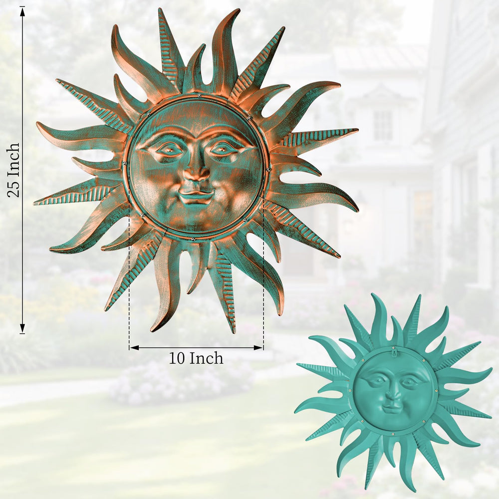 YIWEMON close-up texture of metal sun highlighting handpainted patina and depth