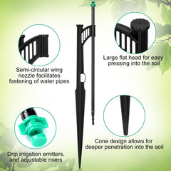 Yiyiring stake installed in pot delivering gentle water directly to roots