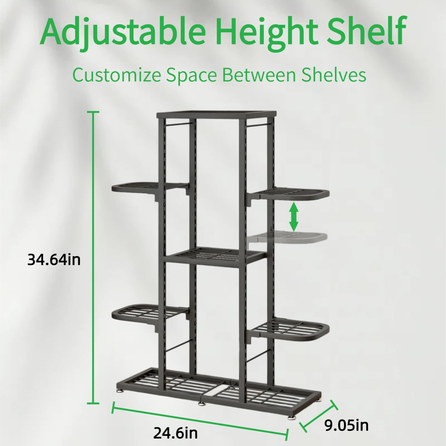 YIZAIJIA close-up of grooved rails and adjustable shelves for flexible plant heights benefit