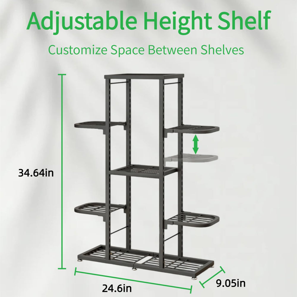 YIZAIJIA close-up of grooved rails and adjustable shelves for flexible plant heights benefit