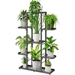 YIZAIJIA front view showing tiered corner plant stand and neat multi-plant display benefit