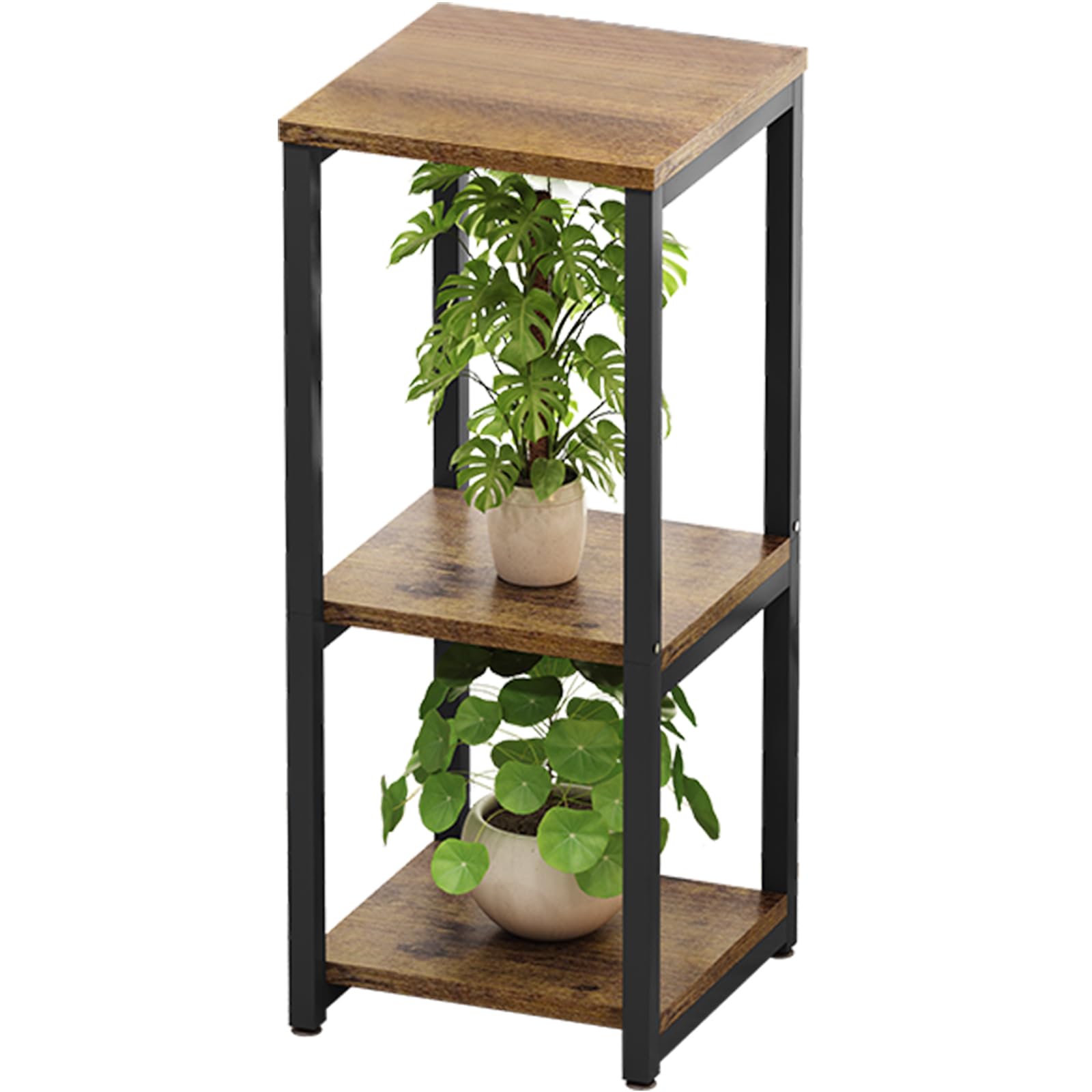 YIZAIJIA front view corner shelf showing neat plant display and space saving benefit