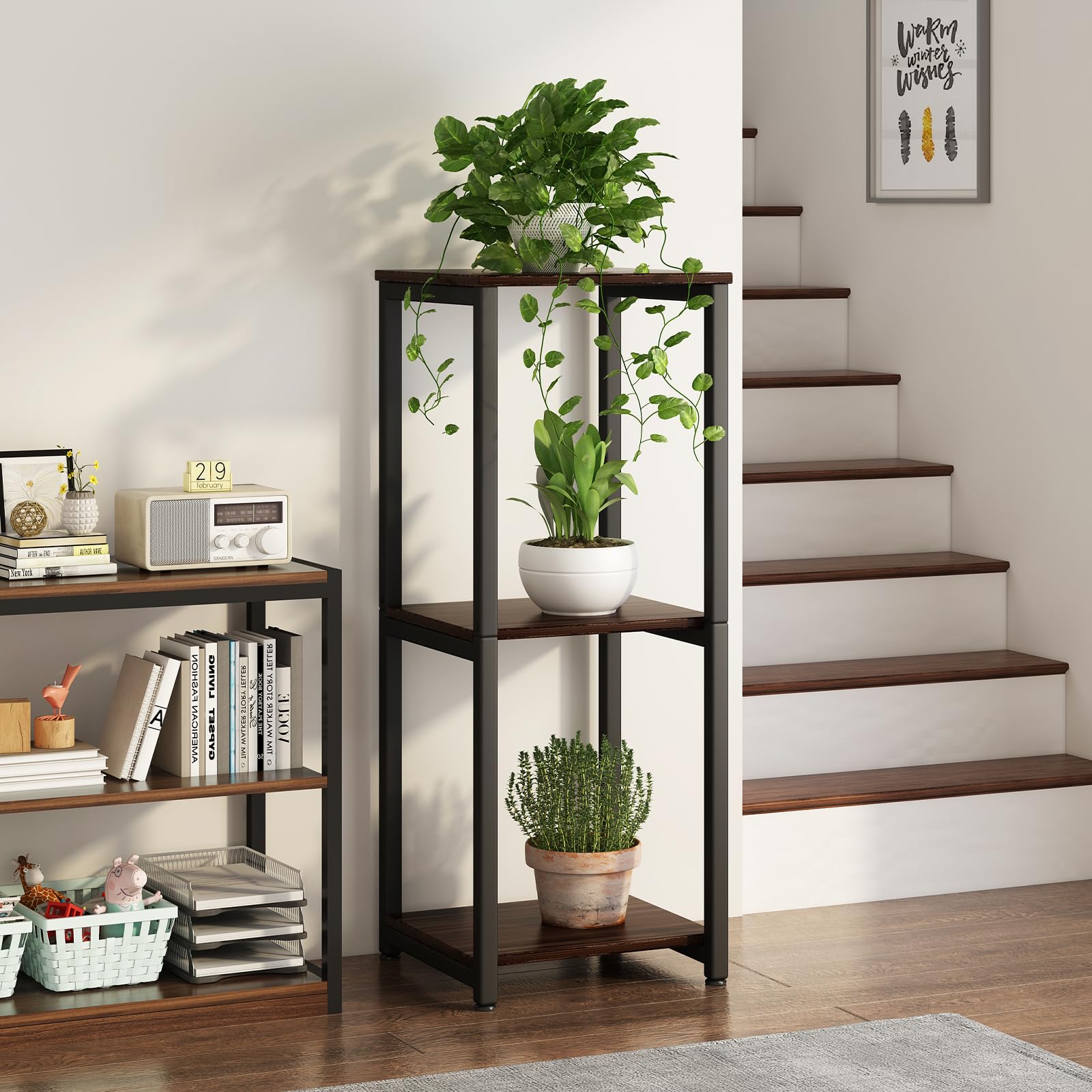 YIZAIJIA plant stand in corner of living room creating space-saving display