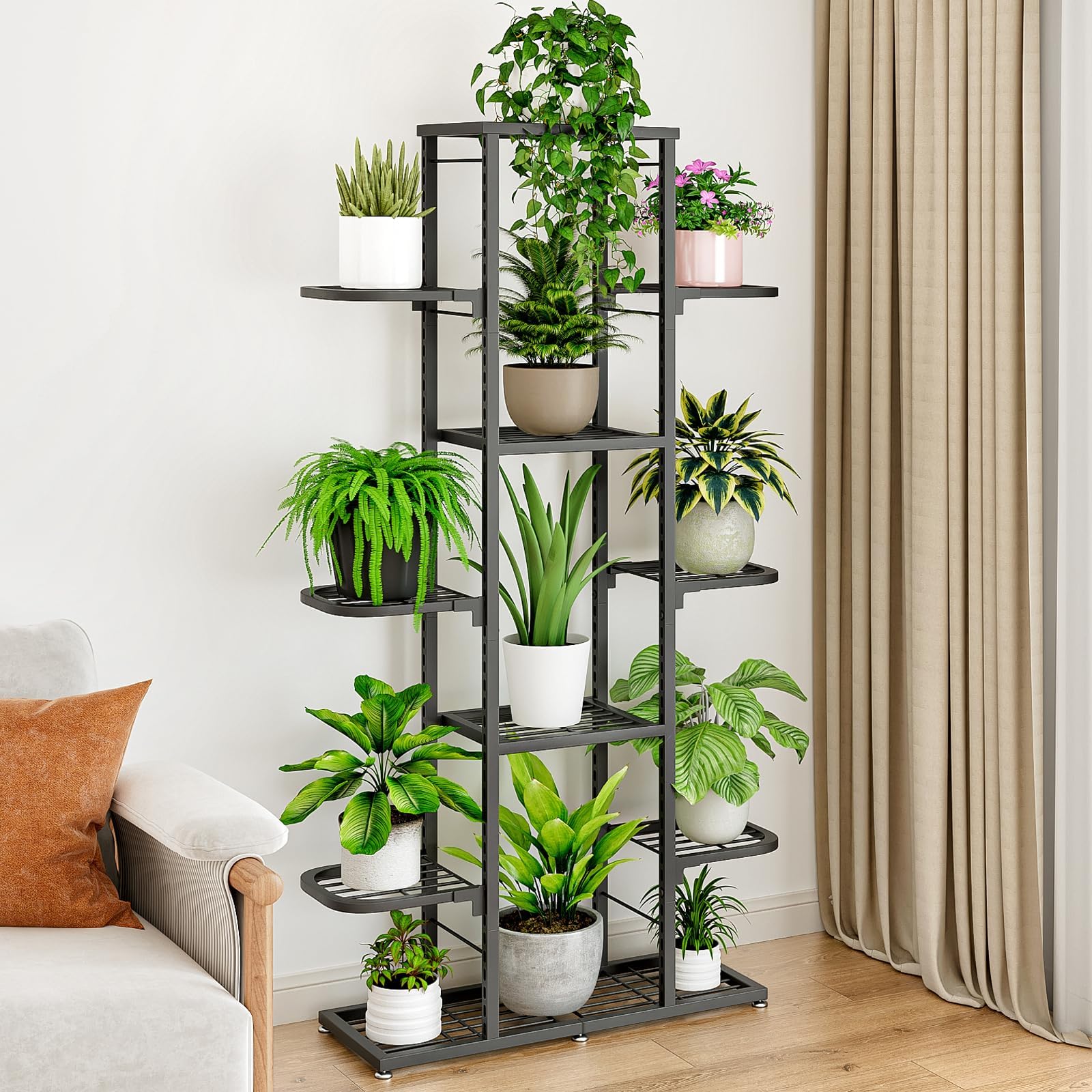 YIZAIJIA plant stand on balcony showing organized plant display benefit
