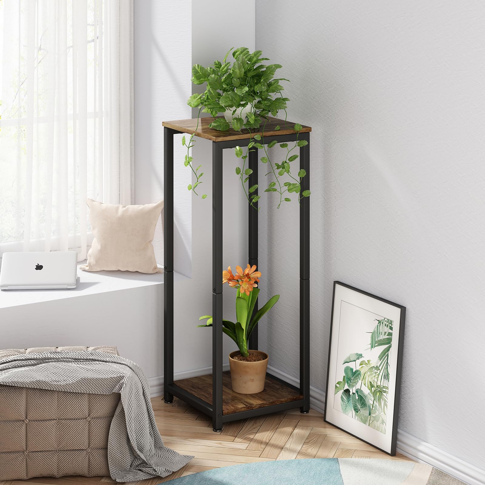 YIZAIJIA plant stand placed in living room corner illustrating space-saving display advantage