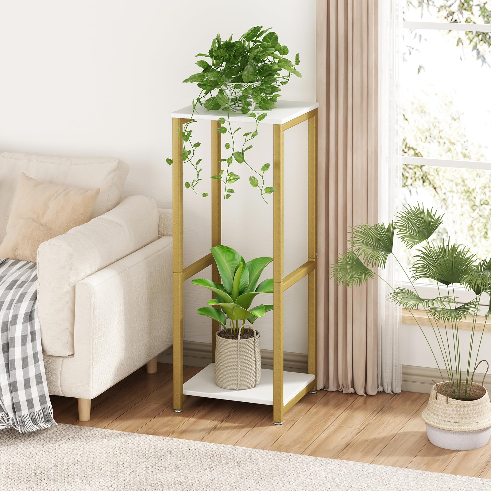 YIZAIJIA plant stand placed in a corner saving floor space effectively