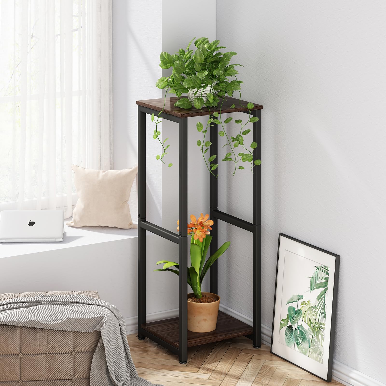 YIZAIJIA scale comparison with book and planter showing size clarity benefit