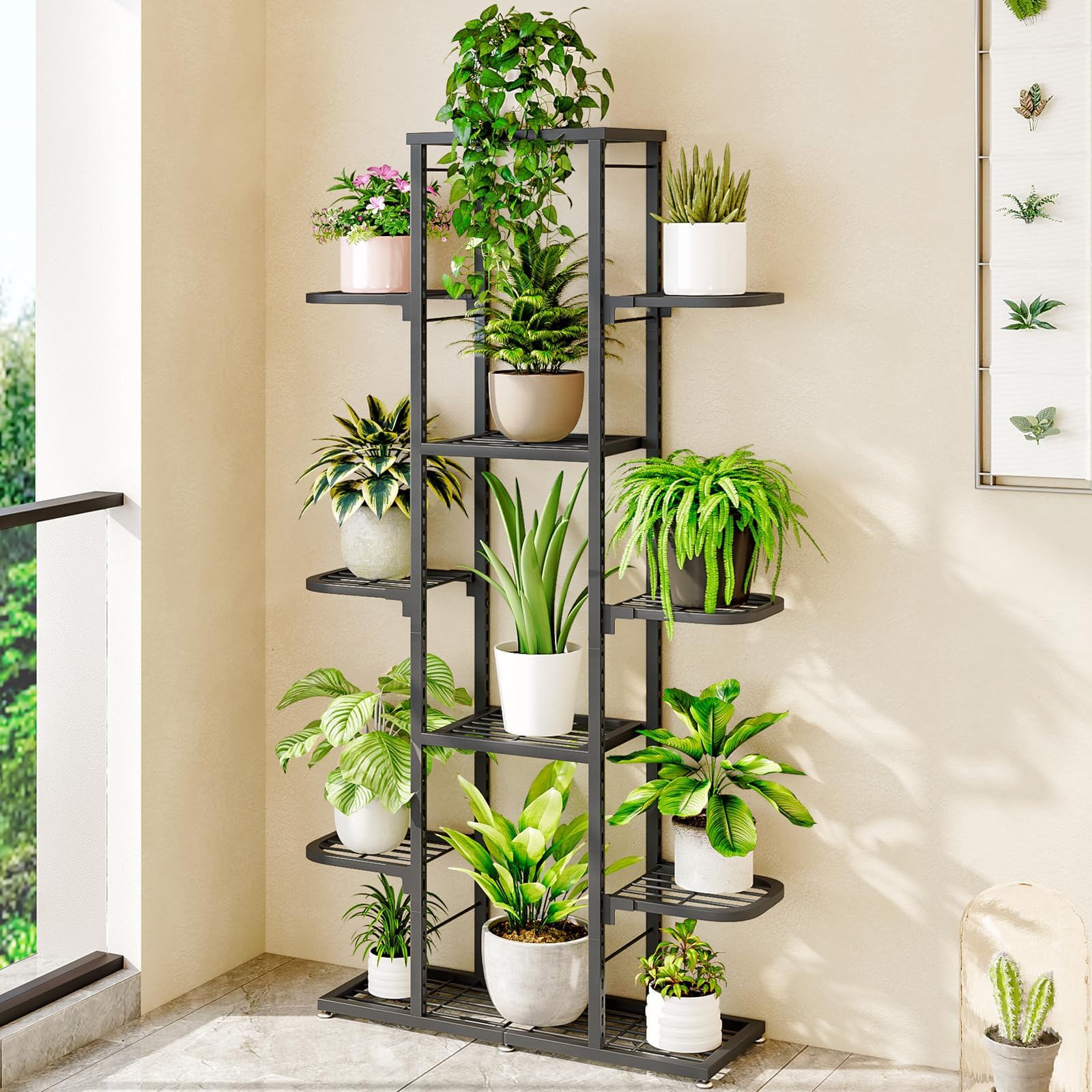 YIZAIJIA plant rack with pots for scale demonstrating large-capacity benefit