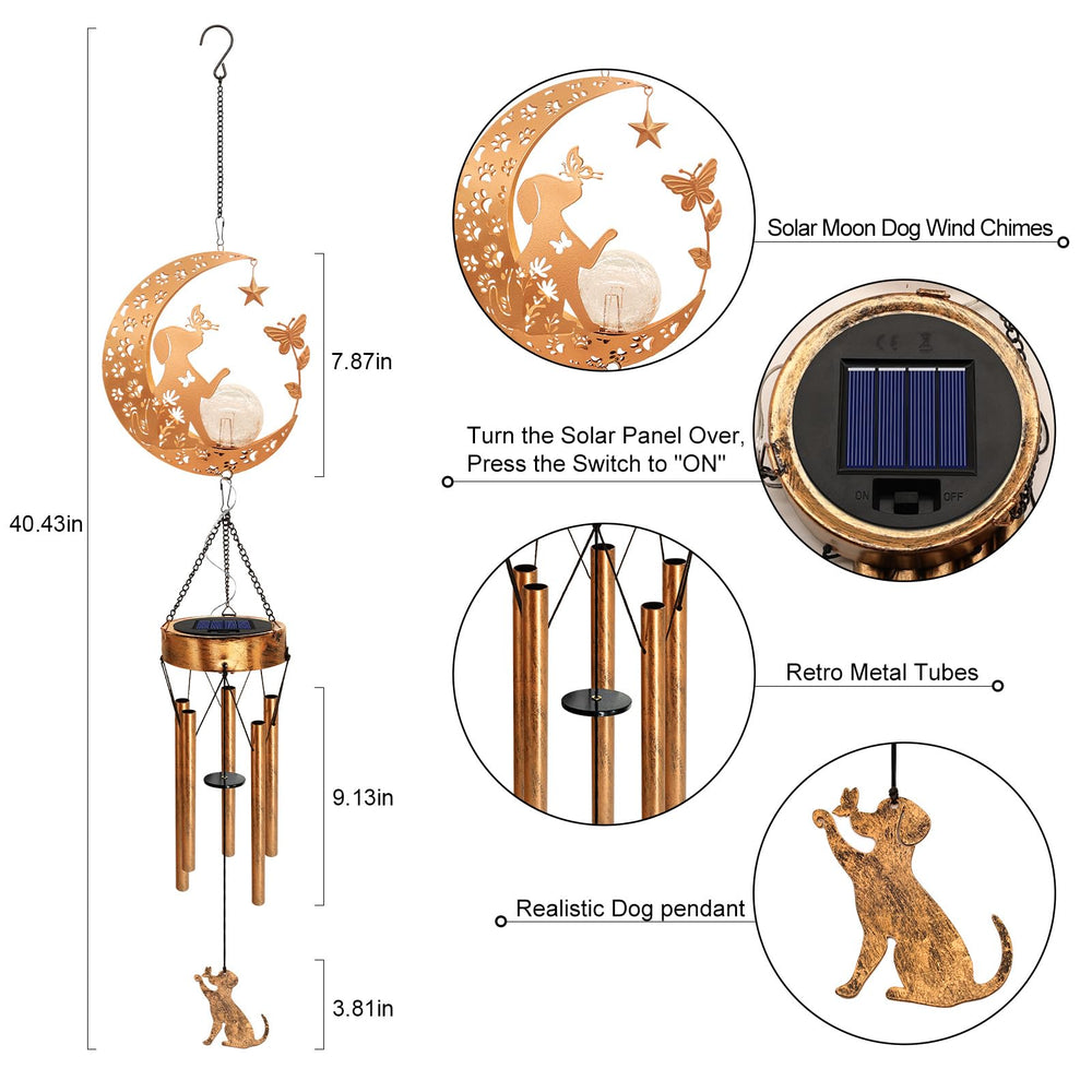 YJFWAL wind chimes hanging on porch showing ambient light and sound benefit