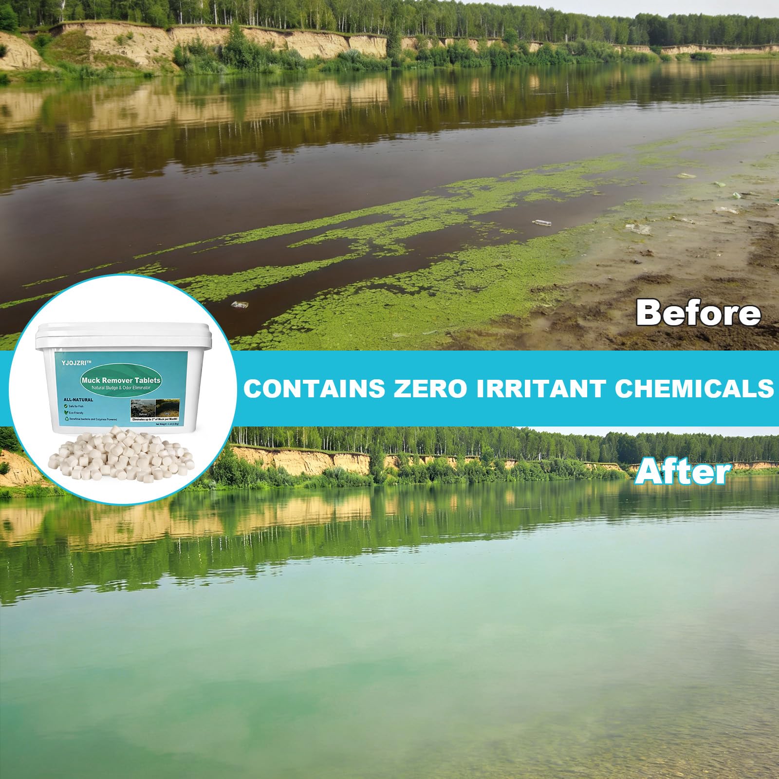 YJOJZR tablets near koi pond edge being safe for fish and plants