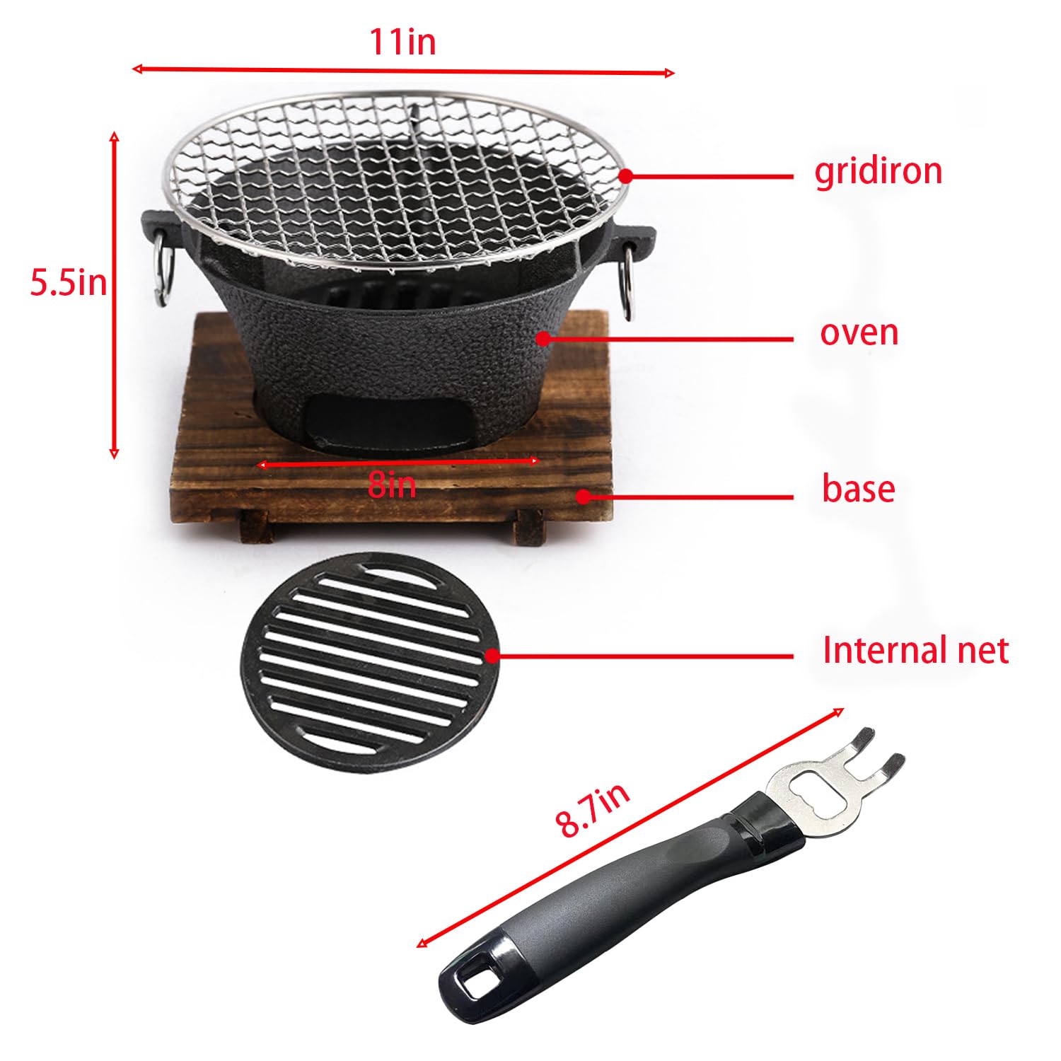 YJTAN inner charcoal bowl detail showing easy ash removal and cleaning benefit