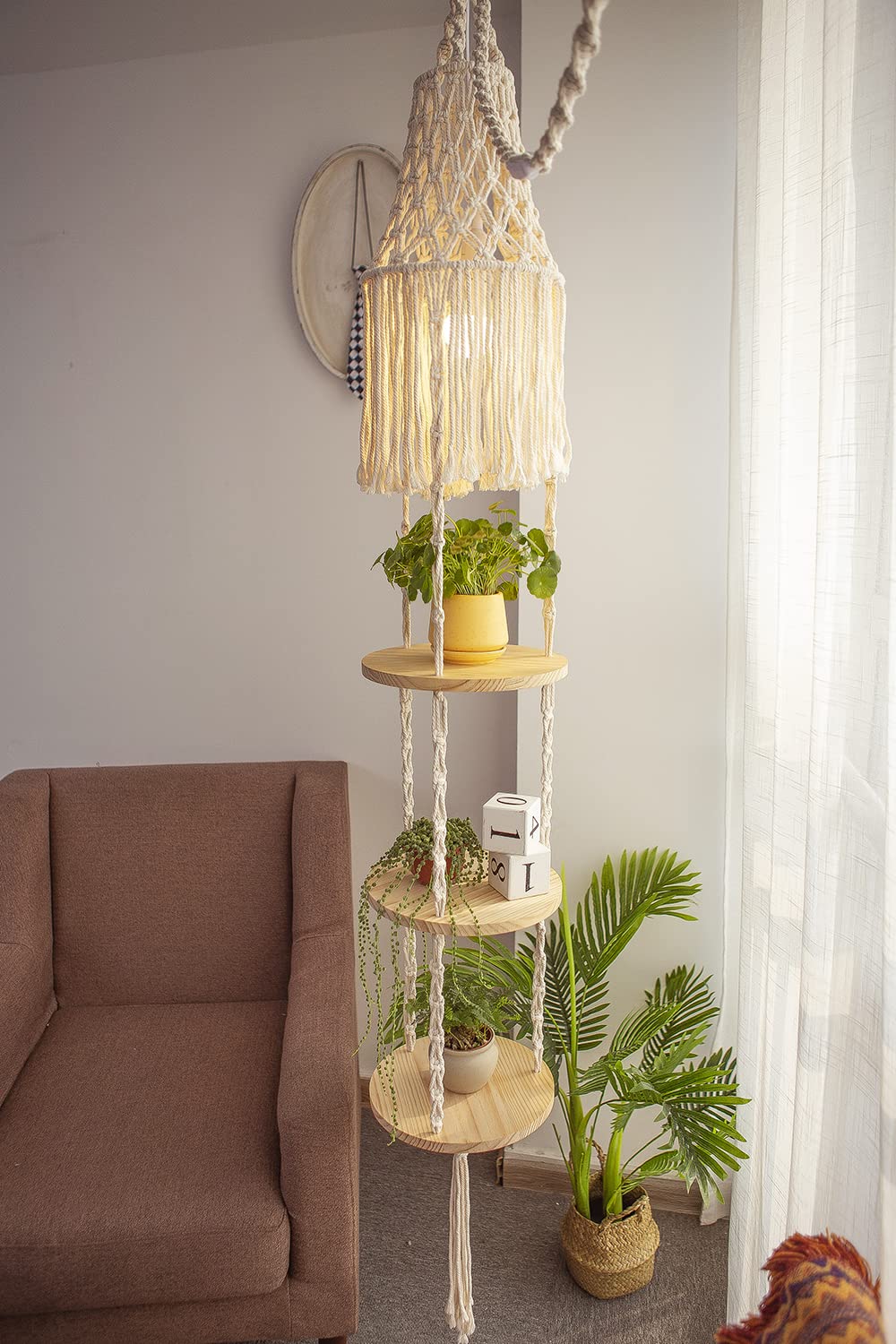 YKBU closeup macrame lampshade detail highlighting craftsmanship and soft light