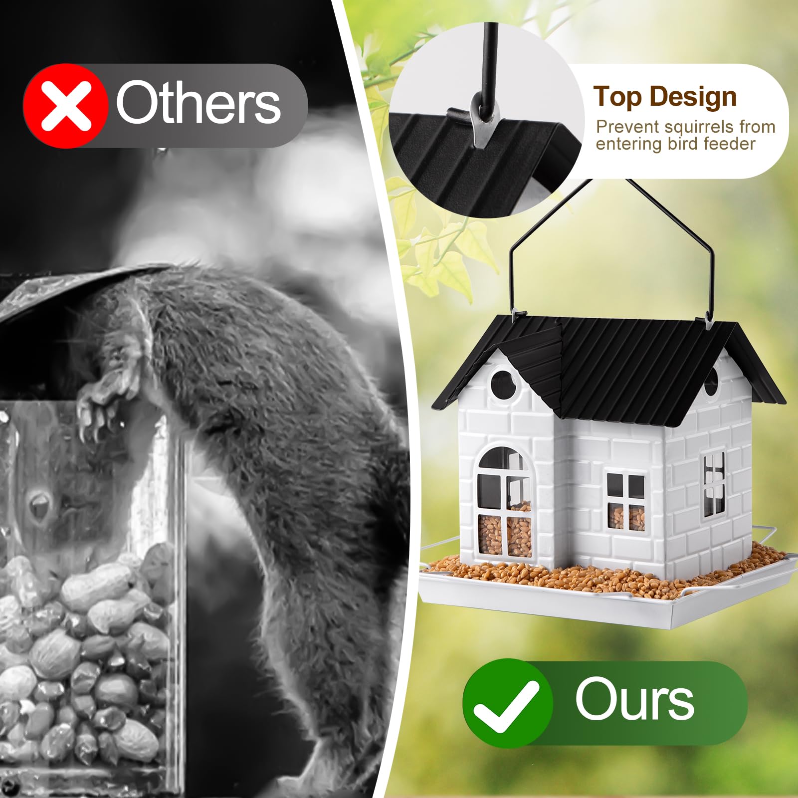 YKNTGIAO feeder hung in garden creating warm evening ambiance and attracting birds