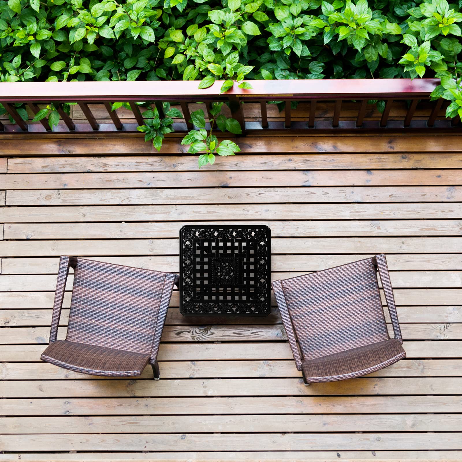 YKSY&YKSY balcony lifestyle shot shows weatherproof table in outdoor setting
