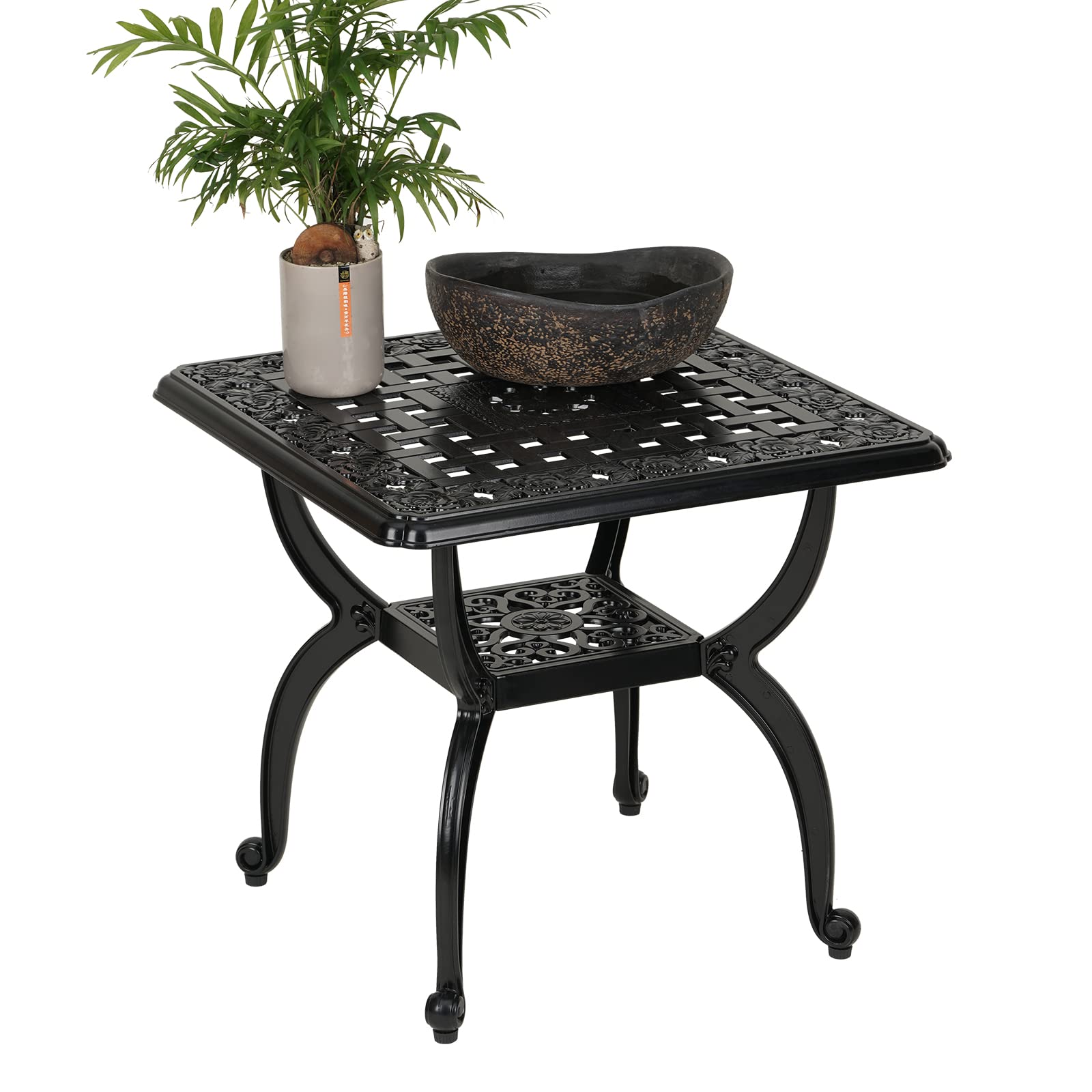 YKSY&YKSY table staged with plant and coffee shows practical everyday use