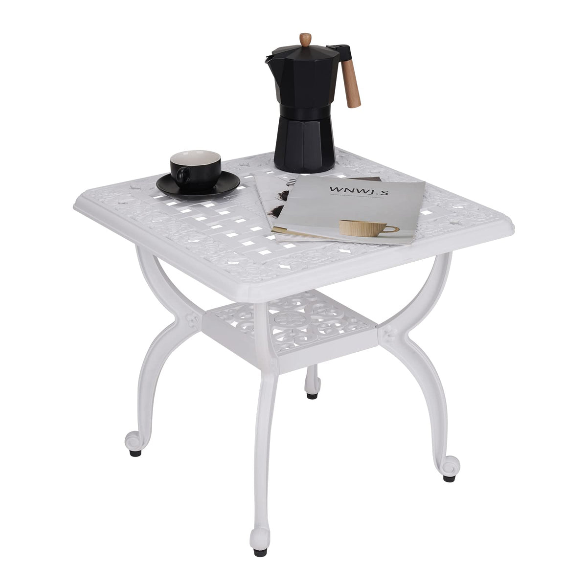 YKSY&YKSY front view of white side table shows elegant durability
