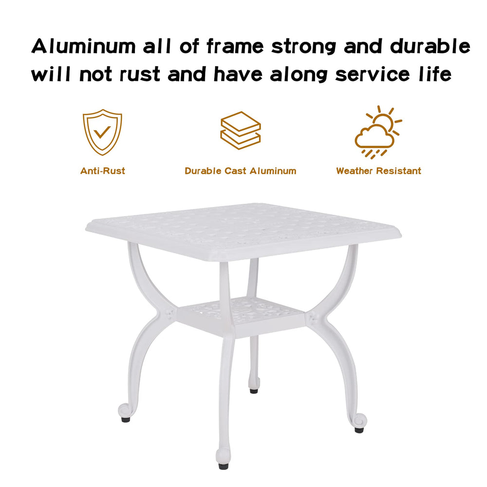 YKSY&YKSY table leg and base detail showing sturdy cast-aluminum build