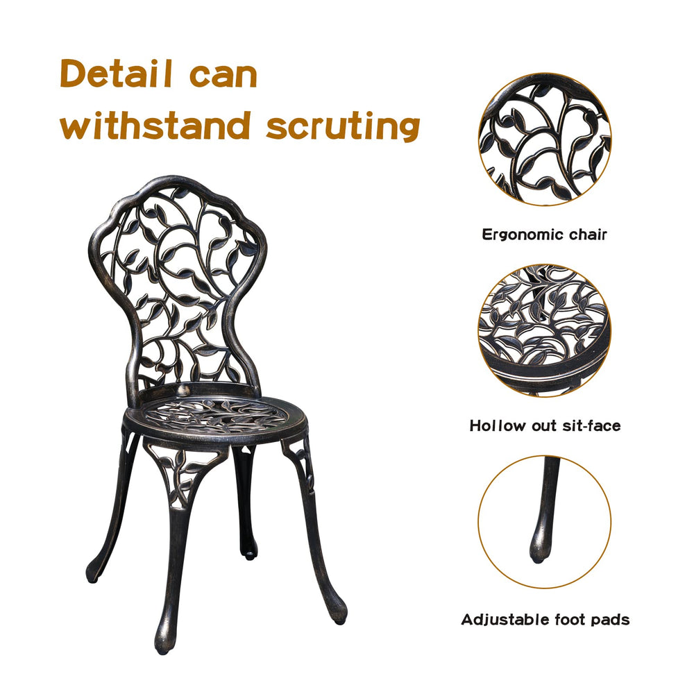 YKSY&YKSY bistro set beside a chair for scale showing ideal fit for small spaces
