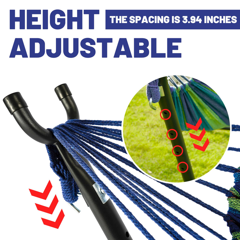 YKTEEDENS folded hammock and stand packed for transport and easy storage