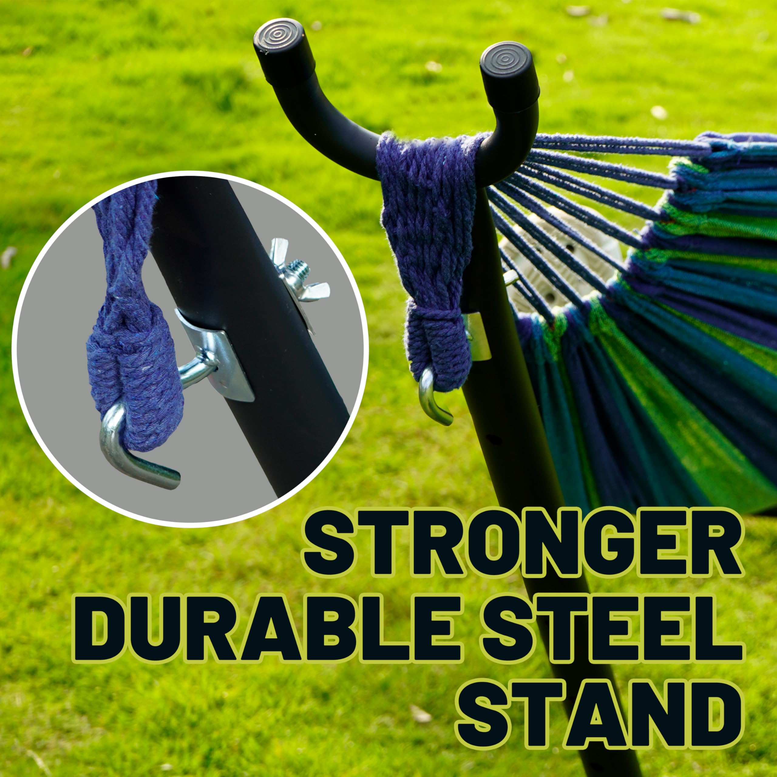 YKTEEDENS hammock next to chair for scale showing generous 100x40x38-inch size